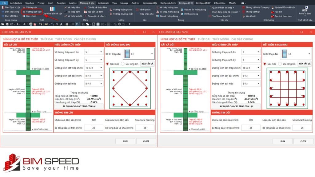 revit create rebar for columns